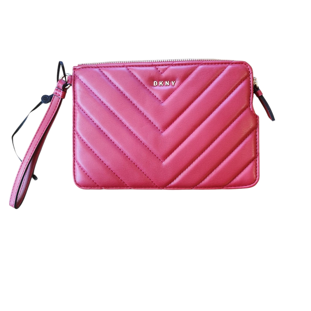 DKNY Red Quilted Clutch with Wristlet